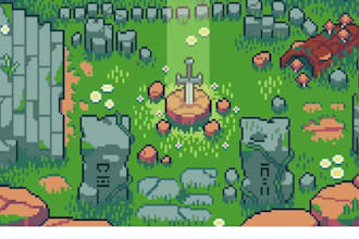 do pixel art top down tileset, tilemap, animated sprite sheet, rpg game map