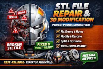 repair stl files, edit, convert and clean scanned stl files for 3d printing