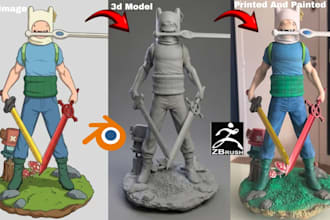 convert 2d image to 3d character model 3d miniature figurine stl for 3d printing