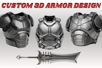 design custom 3d armor, wearable armor, sci fi, 3d helmet, full armor cosplay
