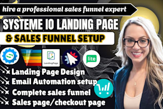 design high converting landing page in systeme io, clickfunnels, or leadpages
