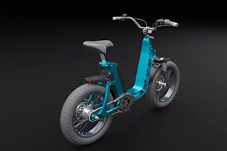 design custom 3d electric bicycle, bike parts and realistic product rendering
