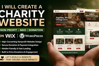 charity website, non profit website, nonprofit, ngo and donation website on wix