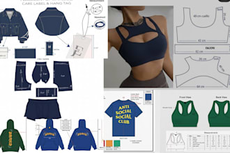 create active wear tech pack for sportswear, gym wear, hoodie and streetwear