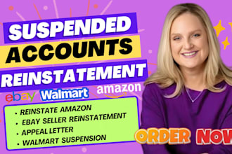 write appeal letter for ebay etsy walmart, fix suspended amazon seller account