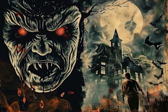 create you custom vintage poster, film poster horror darkart