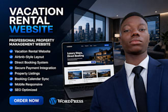 create a vacation rental website, property management website, airbnb website