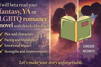 beta read your fantasy, ya or lgbtq romance novel and be beta reader romance