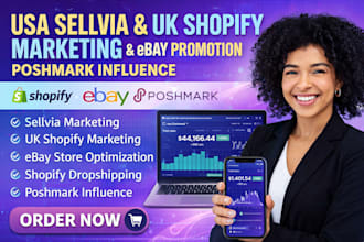 do USA sellvia marketing UK shopify marketing ebay promotion poshmark