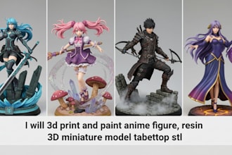3d print and paint anime figure, resin 3d miniature model tabletop stl