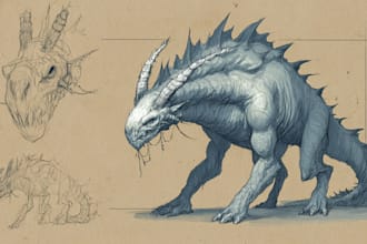 draw fantasy, mythology, aliens, monster illustration