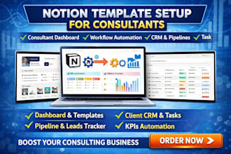 setup notion template dashboard workflow automation workspace consultants