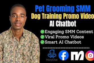 be your pet grooming smm dog training cat promo video with ai chatbot for sales