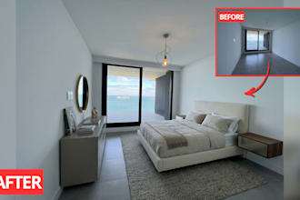 do realistic virtual staging and furniture for real estate photos