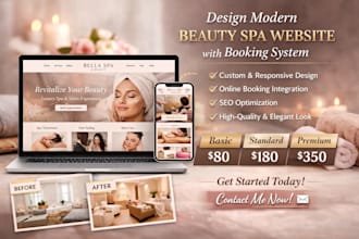design a classic beauty spa or hair website with booking functionality