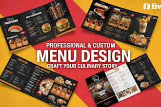design a very amazing editable food restaurant menu