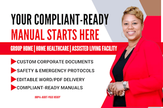 write compliant policies, procedure training manual for group home care in ct,fl