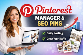 be your pinterest manager for seo pins and daily posting