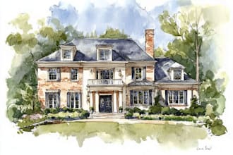 do an watercolor house portrait