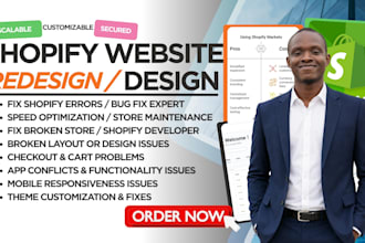 fix design shopify website store error checkout issues speed maintenance theme