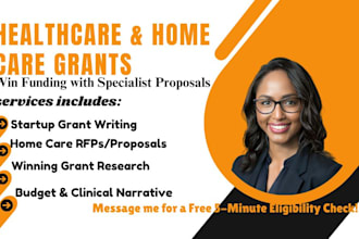 write winning healthcare startup grant, home care proposal, and grant research