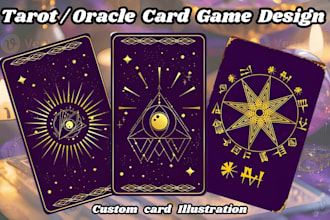 design custom tarot cards, card game art, oracle decks, playing cards, psychic