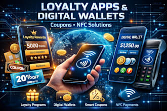 develop and integrate loyalty app, digital wallet app, coupon, nfc reader app