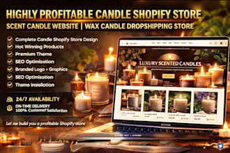 design candle shopify store scent candle website wax candle dropshipping store