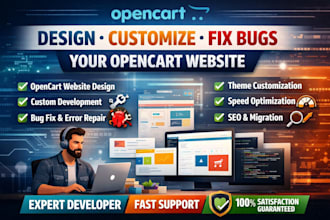 design, customize, fix bugs issues in opencart website