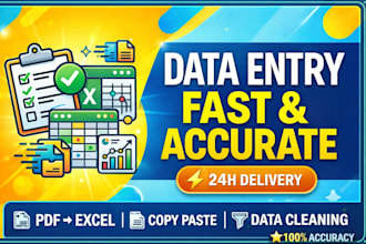 do do fast and accurate data entry, copy paste, pdf to excel