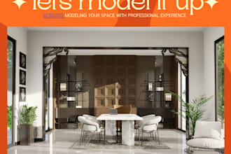 create room interior design with 3d rendering