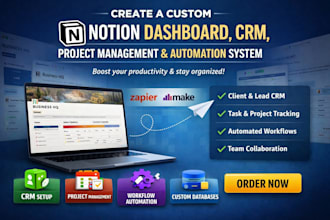 notion dashboard template workplace automation project management database crm