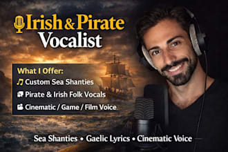 sing irish, sea shanty and pirate folk songs with authentic gaelic lyrics