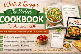 write cookbook design recipe kdp formatting journal publishing canva workbook