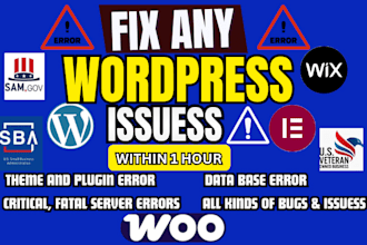 fix wordpress issues, critical error, wordpress bug fixing, woocommerce errors