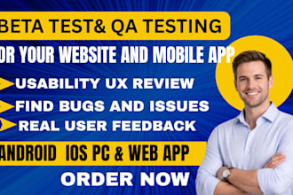 user test beta test and QA test your app website saas or game