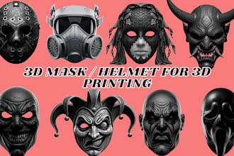 create 3d printable mask 3d head 3d helmet for dj and cosplay for 3d print