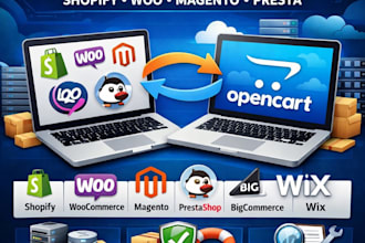 transfer shopify to opencart, prestashop to opencart, shopware to shopify store