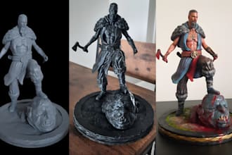 print and paint sculpted 3d character model with professional 3d painting ready