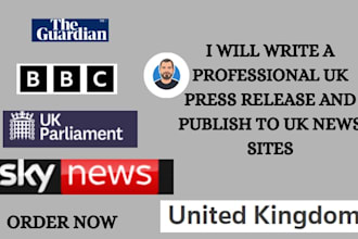 write a professional UK press release and publish to UK news sites