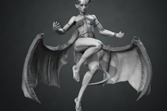 sculpt 3d demon character,fantasy creature,printable high poly sculpt