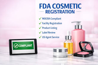 provide fda cosmetic registration and mocra compliance as your US agent
