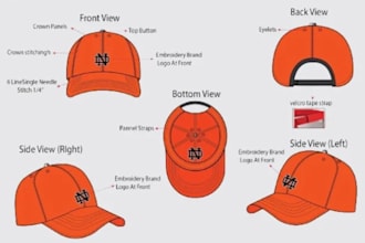 design hat tech pack, headwear tech pack, bucket hat, snapback, dad cap, mockups