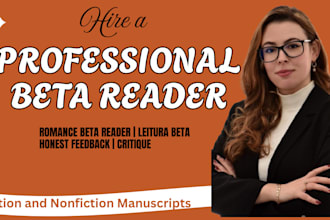 be your beta reader, romance beta reader and give book feedback