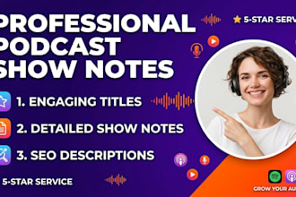 write professional podcast show notes, titles, and SEO