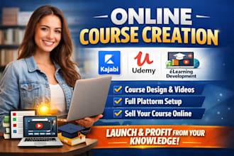 online kajabi course creation, elearning course development, udemy course