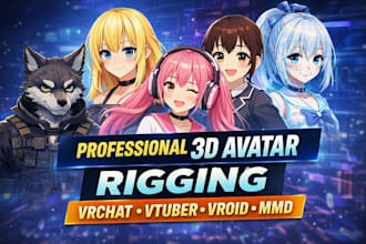 rig 3d avatars for vrchat, vtuber, vroid and mmd models