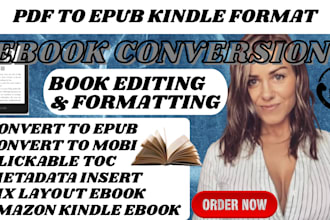 do ebook conversion from PDF, word, indesign into epub, kindle kpf, mobi