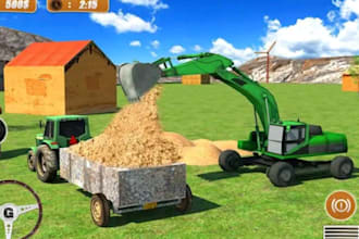 design 3d farming simulator ready for game, military vehicle, excavator, blend