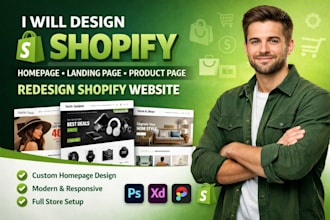 design shopify homepage landing page product page redesign shopify website